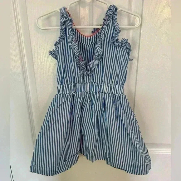 J. Crew Crewcuts Girls Sleeveless Ruffle Dress in Shirting Stripe size 3 - Picture 4 of 4